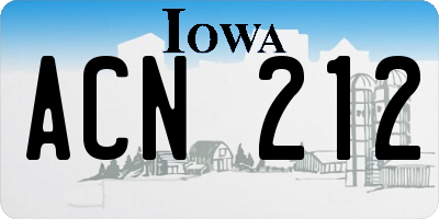 IA license plate ACN212