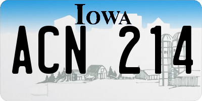 IA license plate ACN214