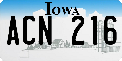 IA license plate ACN216