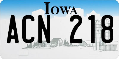 IA license plate ACN218