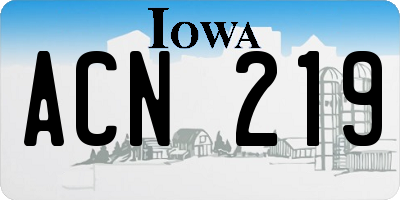 IA license plate ACN219