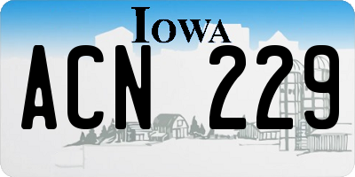 IA license plate ACN229