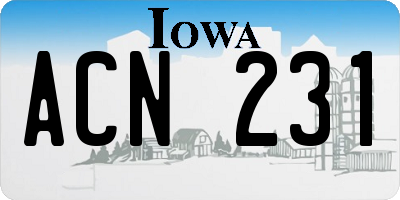 IA license plate ACN231