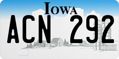 IA license plate ACN292