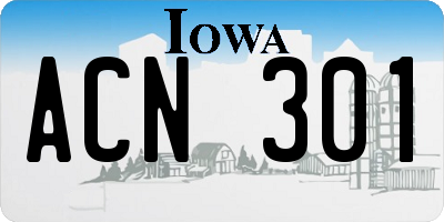 IA license plate ACN301