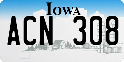 IA license plate ACN308