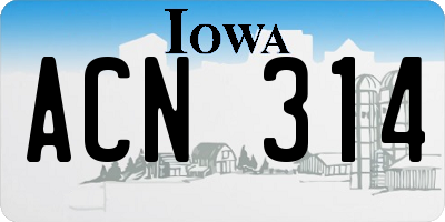 IA license plate ACN314