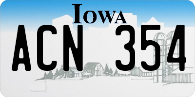 IA license plate ACN354