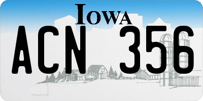 IA license plate ACN356