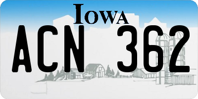 IA license plate ACN362