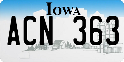 IA license plate ACN363