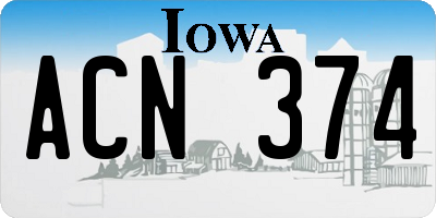 IA license plate ACN374