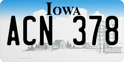 IA license plate ACN378