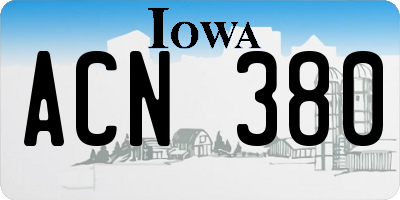 IA license plate ACN380