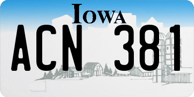 IA license plate ACN381
