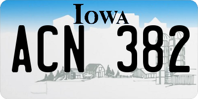 IA license plate ACN382