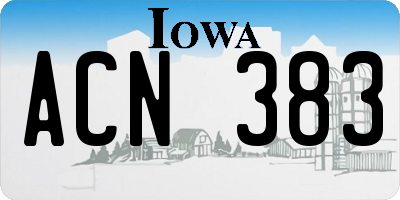 IA license plate ACN383