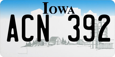 IA license plate ACN392