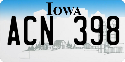 IA license plate ACN398