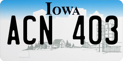 IA license plate ACN403