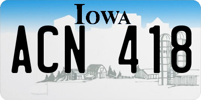 IA license plate ACN418