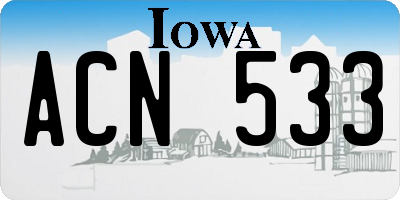 IA license plate ACN533