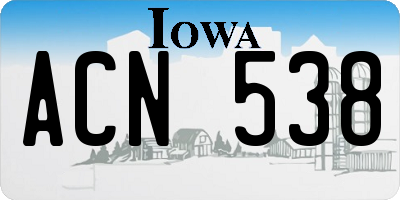 IA license plate ACN538