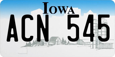IA license plate ACN545