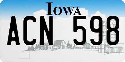 IA license plate ACN598