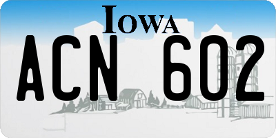 IA license plate ACN602