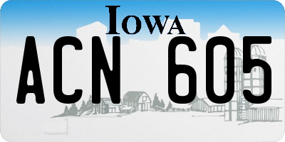 IA license plate ACN605