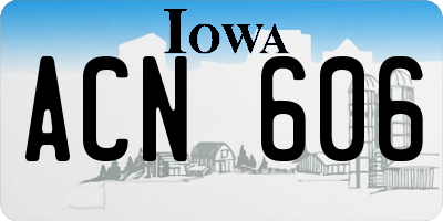 IA license plate ACN606