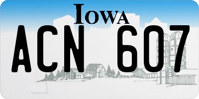 IA license plate ACN607