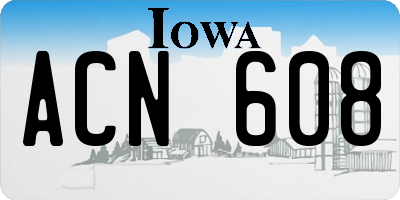 IA license plate ACN608
