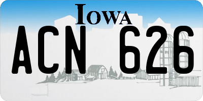 IA license plate ACN626
