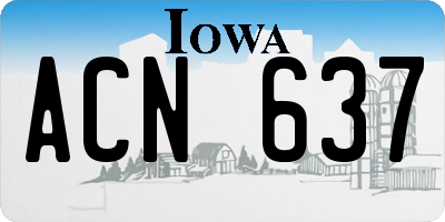 IA license plate ACN637