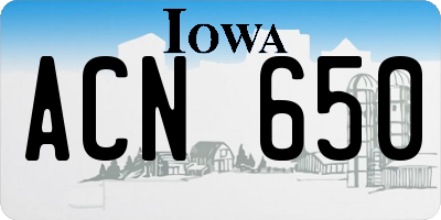 IA license plate ACN650