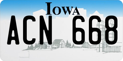 IA license plate ACN668