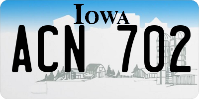 IA license plate ACN702