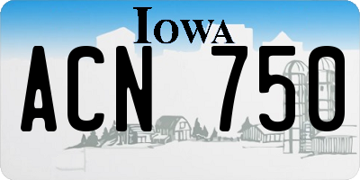 IA license plate ACN750