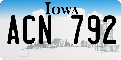 IA license plate ACN792