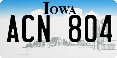IA license plate ACN804