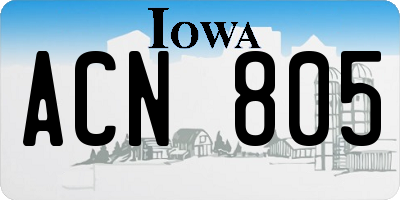 IA license plate ACN805