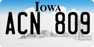 IA license plate ACN809