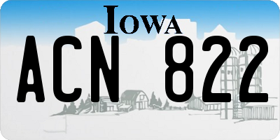 IA license plate ACN822