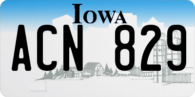 IA license plate ACN829