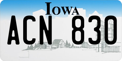 IA license plate ACN830