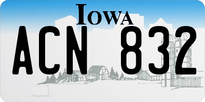 IA license plate ACN832