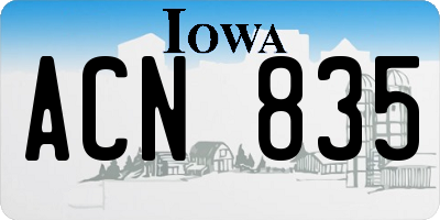 IA license plate ACN835
