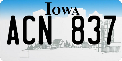 IA license plate ACN837